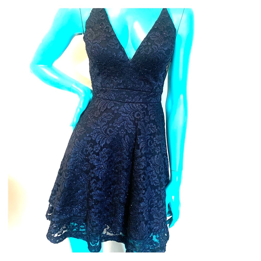 Emerald Sunday - dark blue sparkly skater dress